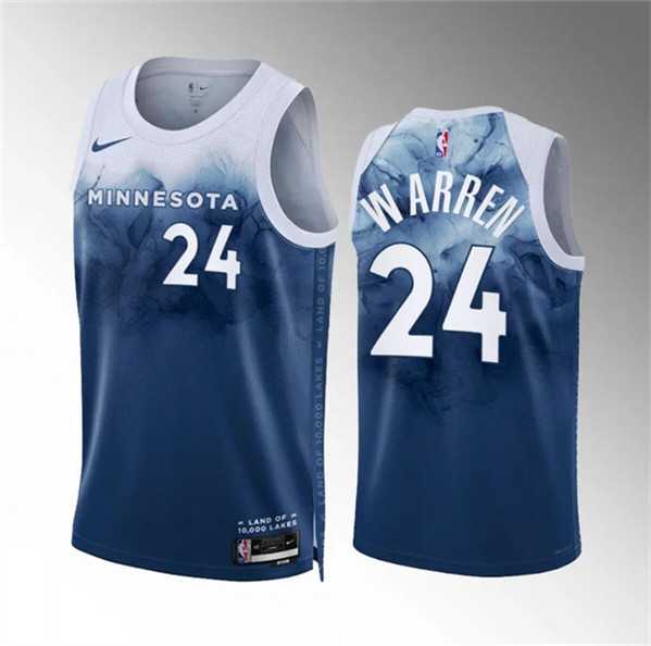 Mens Minnesota Timberwolves #24 Tj Warren Blue 2023-24 City Edition Stitched Jersey Dzhi